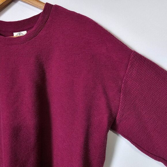 EUC ST JOHN'S BAY MAGENTA RIBBED CREW NECK BOXY PULLOVER SZ L - Picture 6 of 15